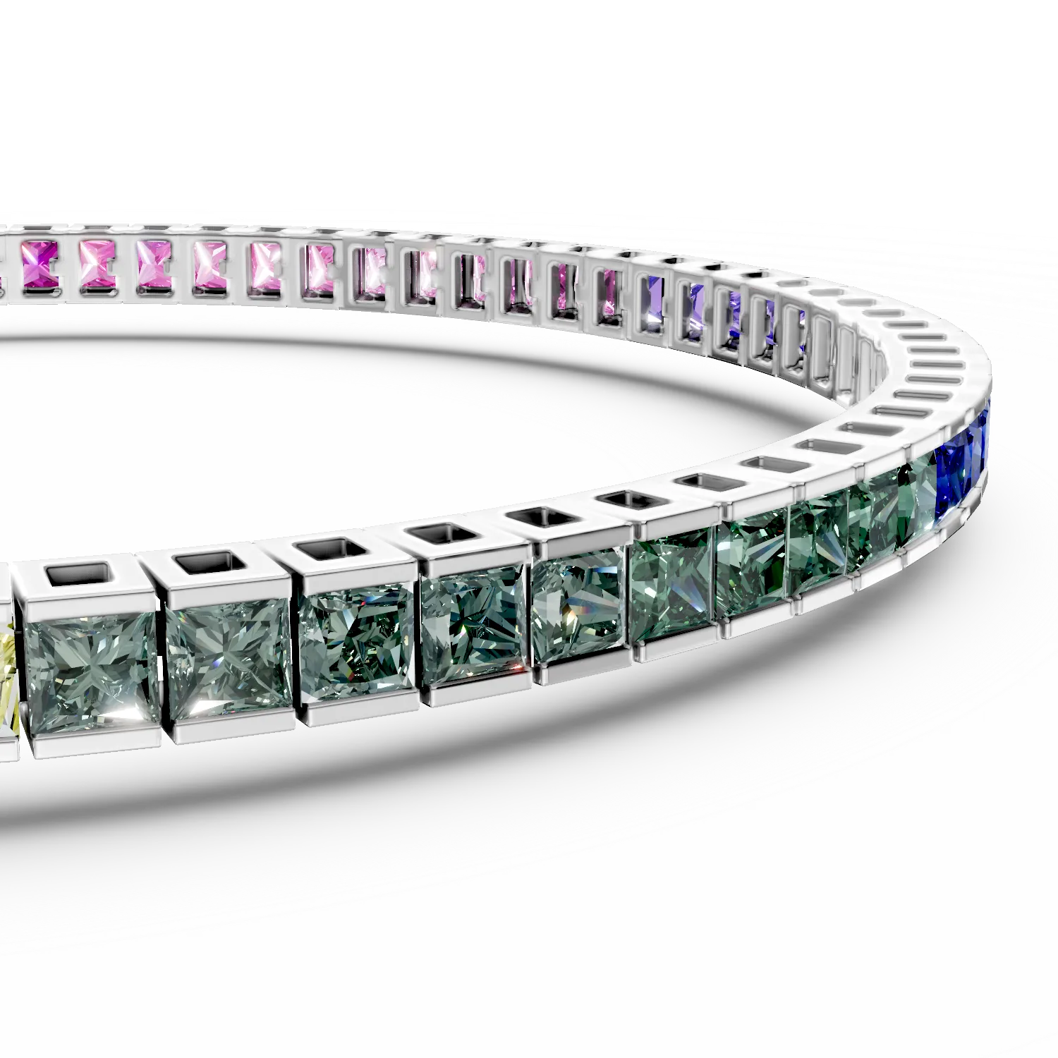 Bratara tennis din argint cu zirconii multicolore