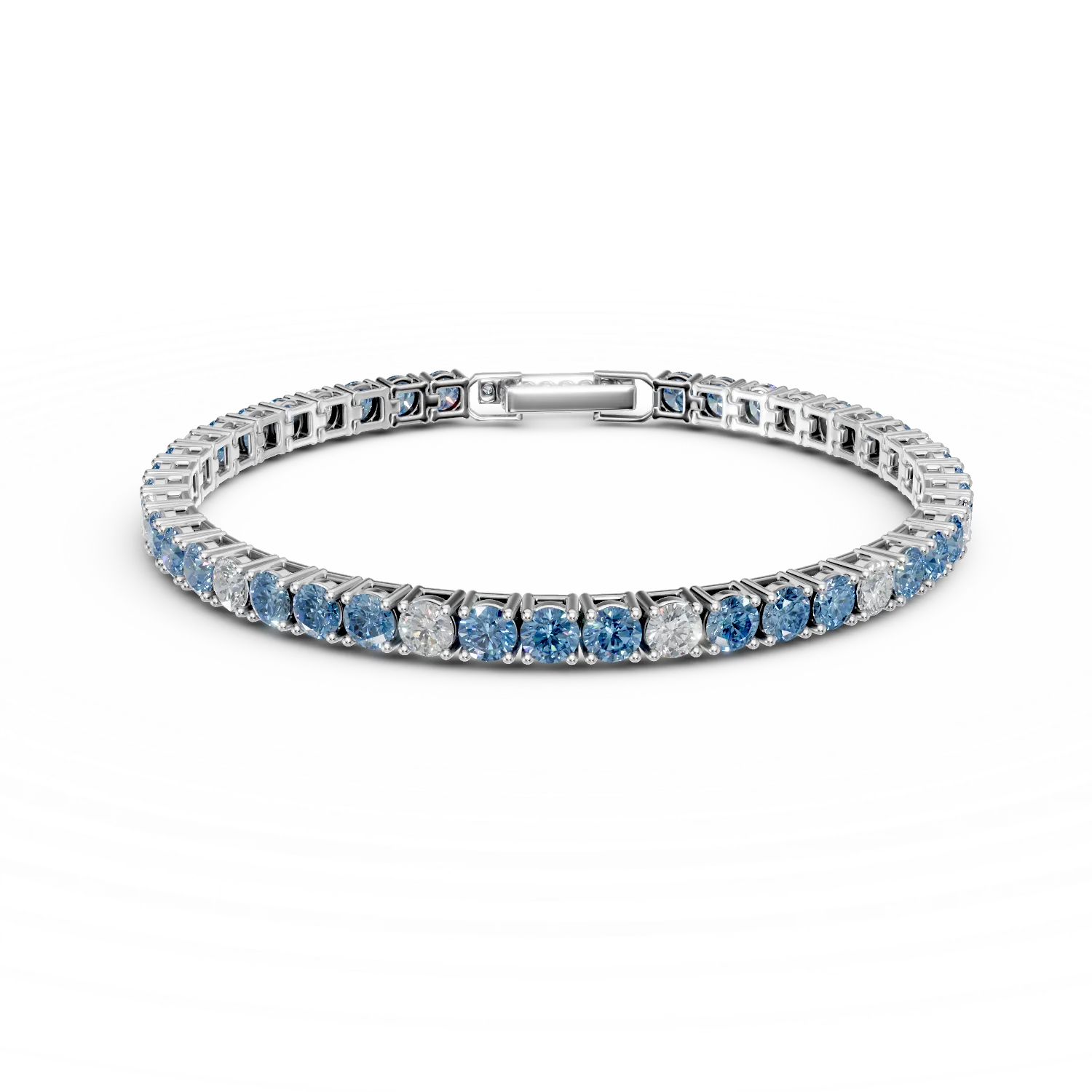 Bratara tennis din argint cu zirconii albastre si incolore