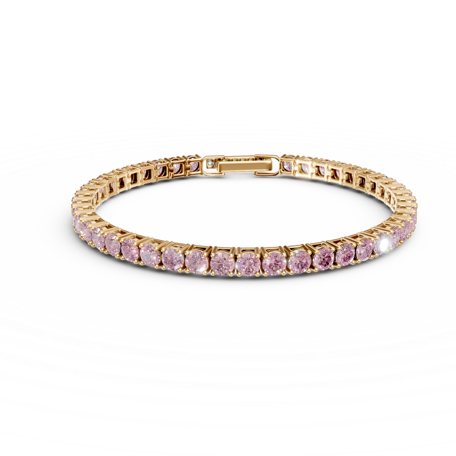 Bratara tennis din argint galben cu zirconii roz si incolore