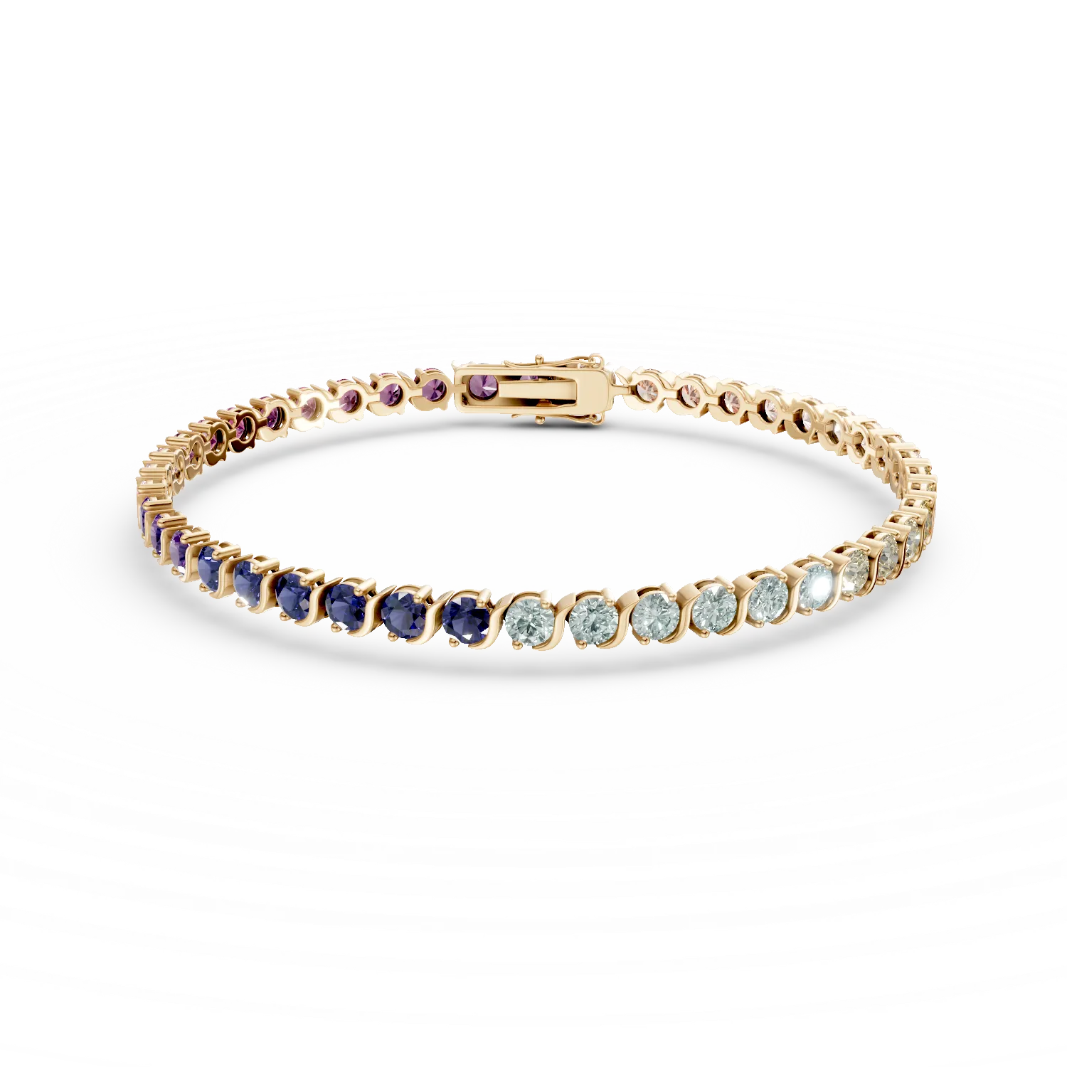 Bratara tennis din argint galben cu zirconii multicolore - imagine 7