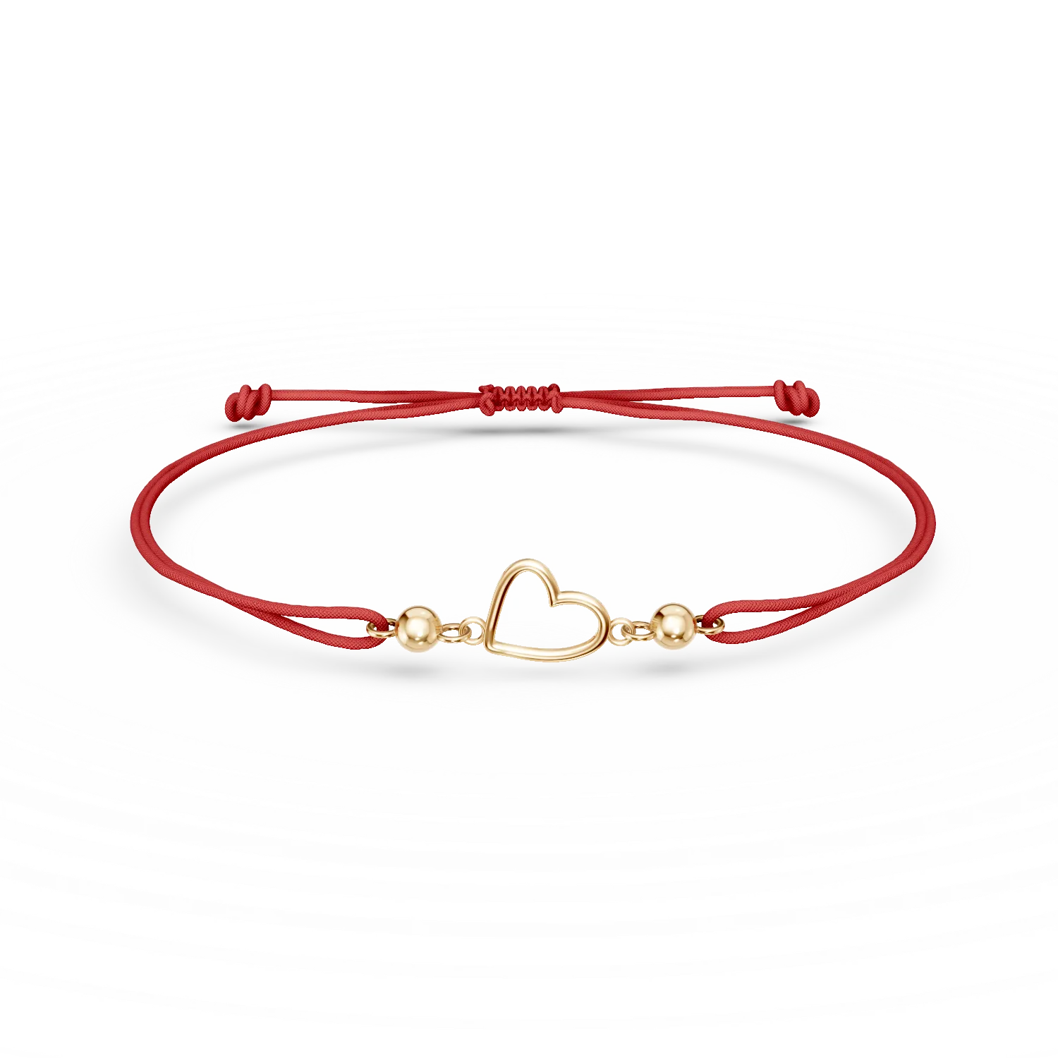 Bratara cu snur si pandantiv inima din aur galben