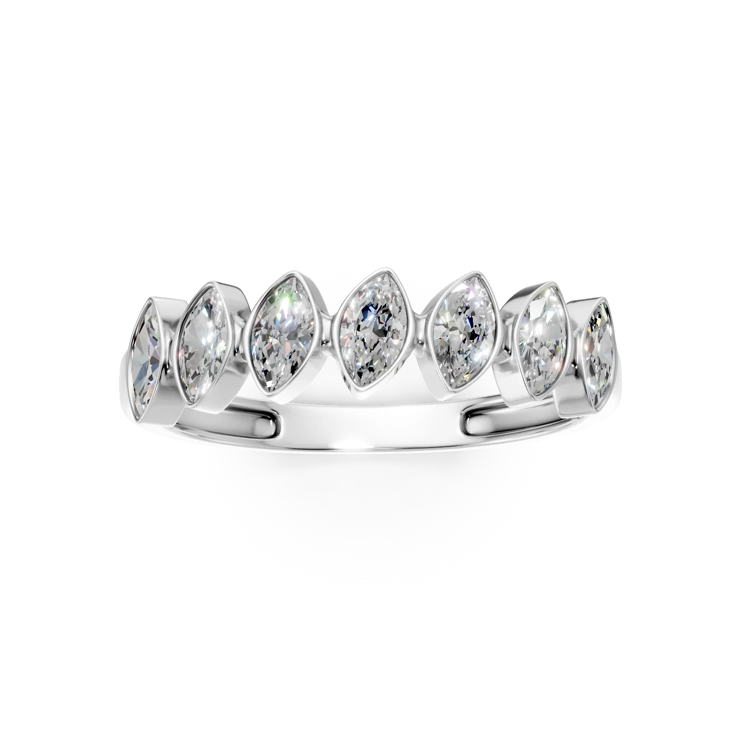 Inel semi eternity din aur alb cu diamante de 1ct create in laborator
