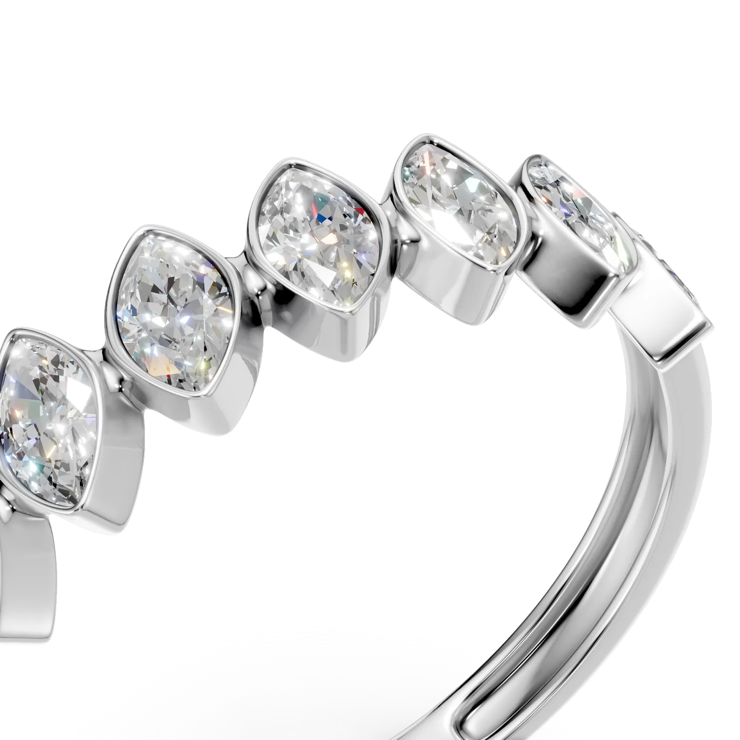 Inel semi eternity din aur alb cu diamante de 1ct create in laborator