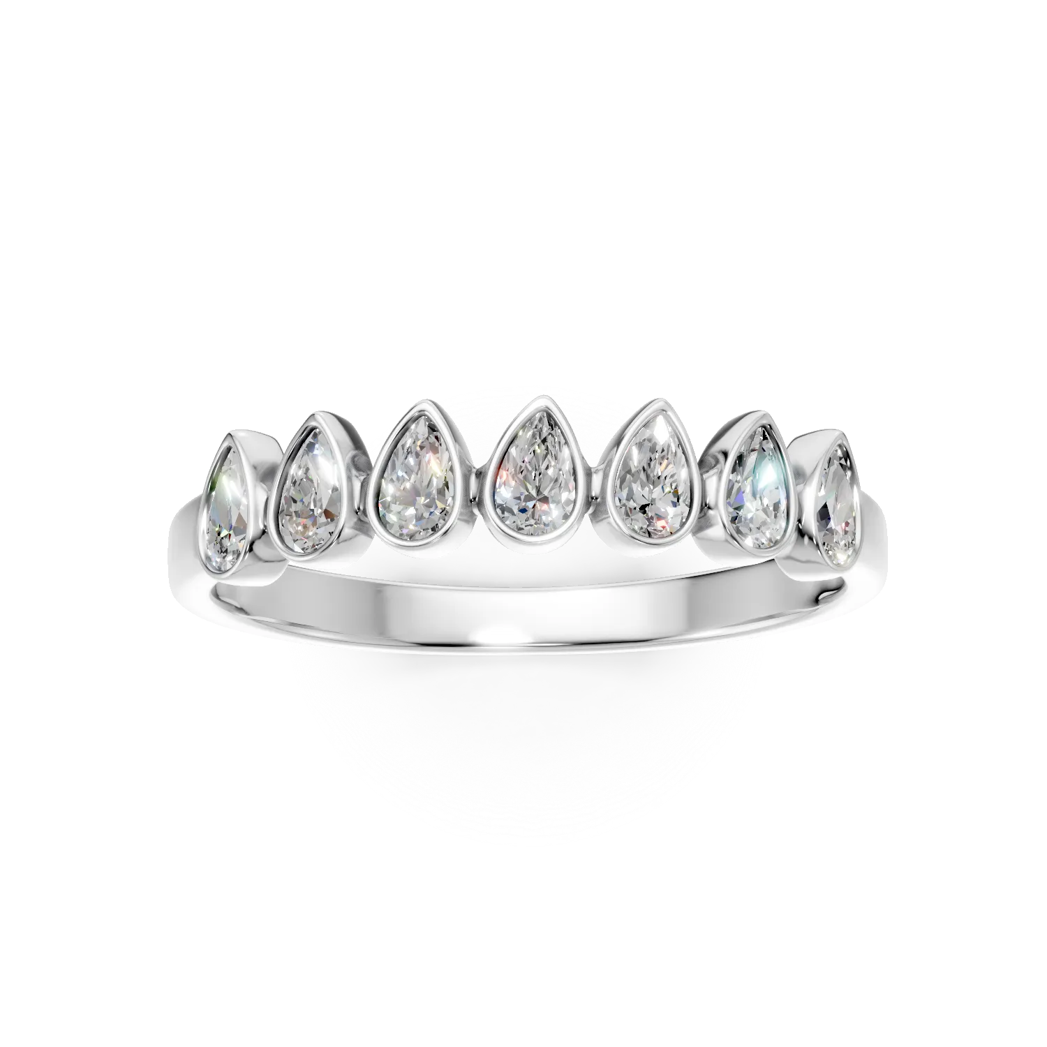 Inel semi eternity din aur alb cu diamante de 0.6ct create in laborator