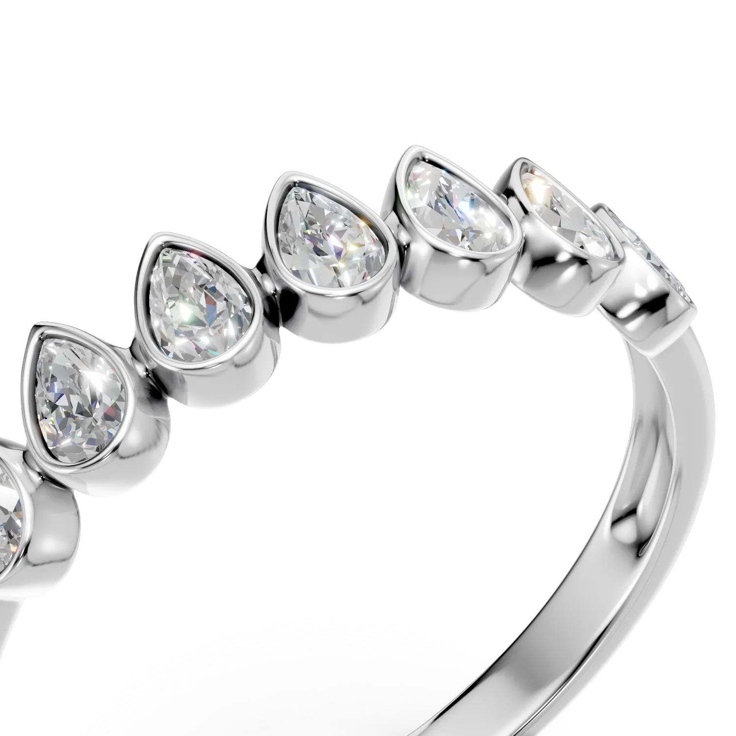 Inel semi eternity din aur alb cu diamante de 0.6ct create in laborator