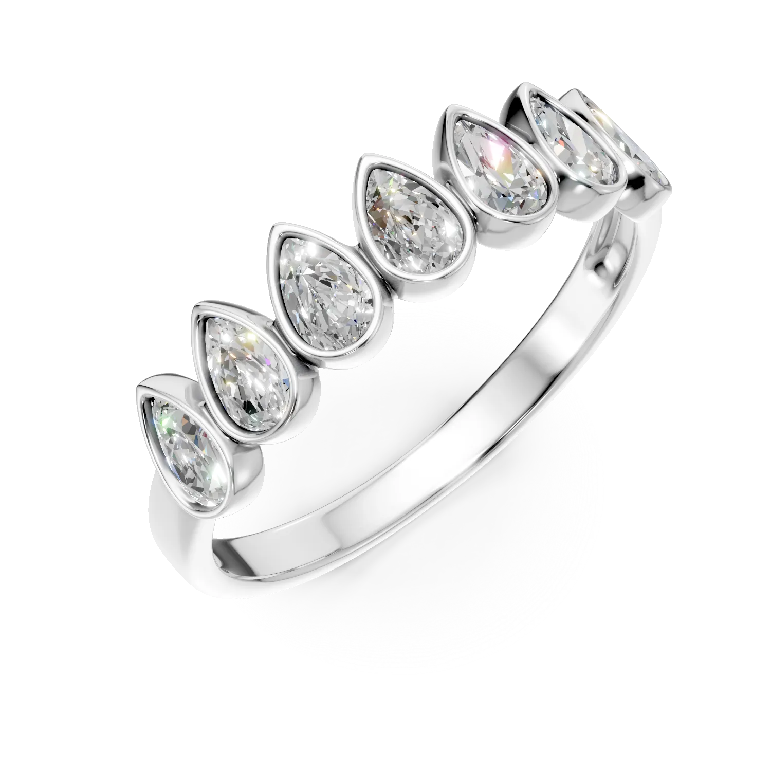 Inel semi eternity din aur alb cu diamante de 1ct create in laborator