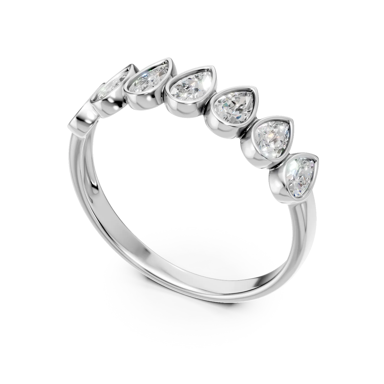 Inel semi eternity din aur alb cu diamante de 1ct create in laborator