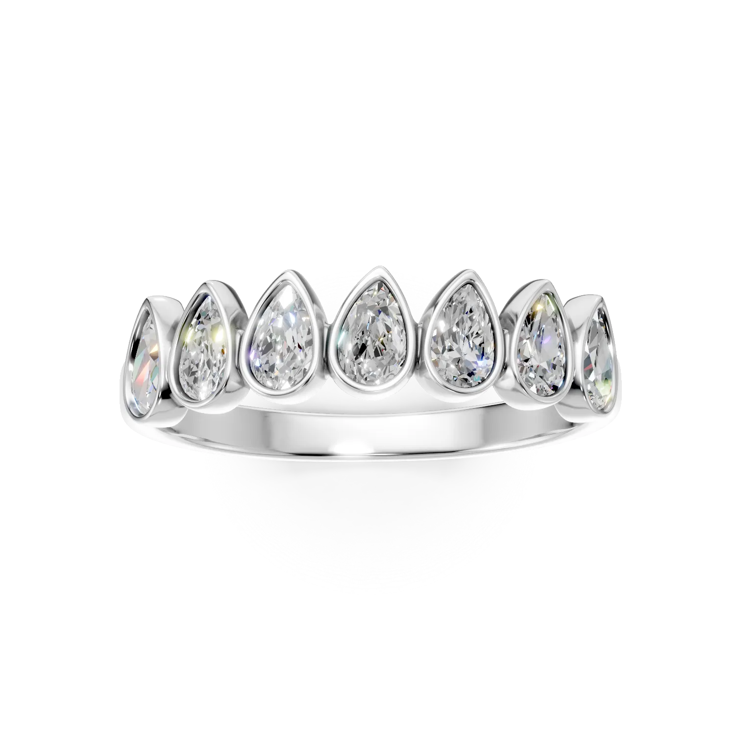 Inel semi eternity din aur alb cu diamante de 1ct create in laborator