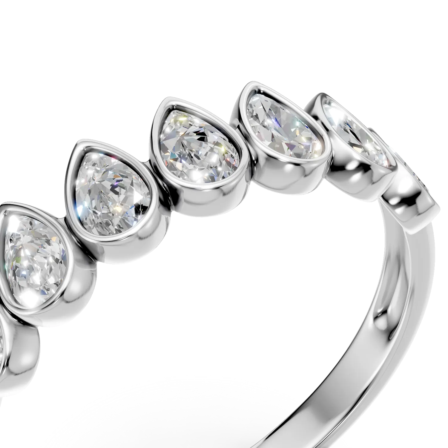 Inel semi eternity din aur alb cu diamante de 1ct create in laborator