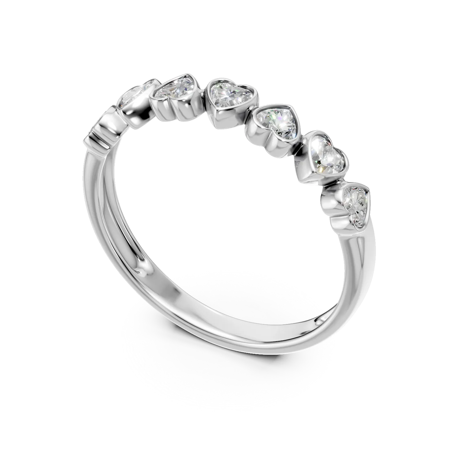 Inel semi eternity din aur alb cu diamante de 0.6ct create in laborator