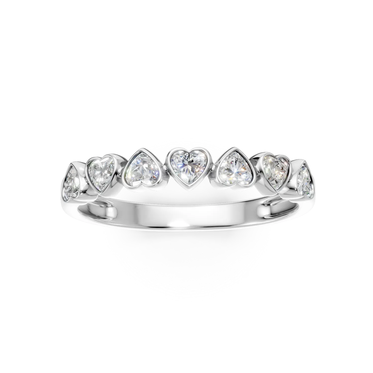 Inel semi eternity din aur alb cu diamante de 0.6ct create in laborator