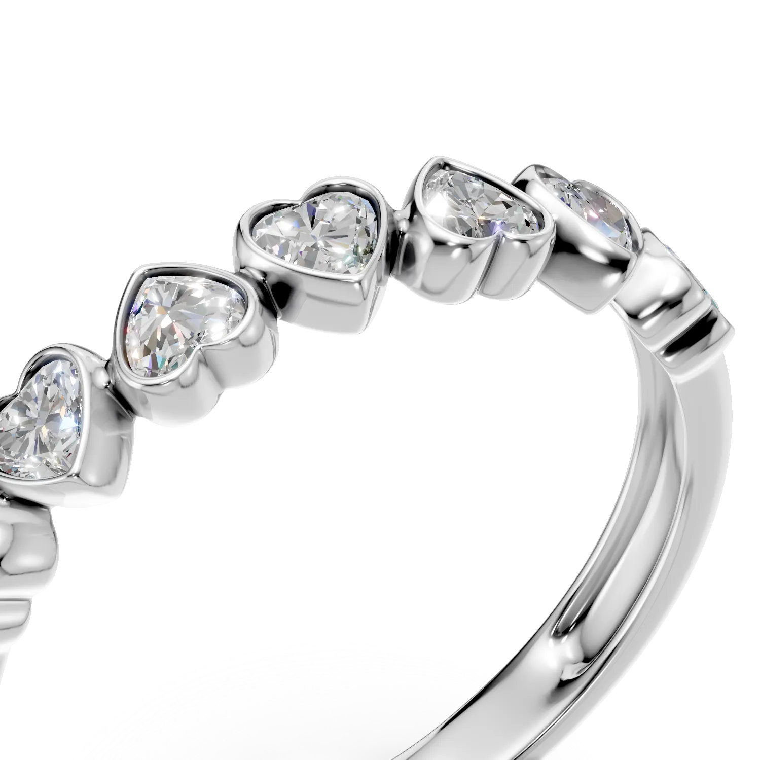 Inel semi eternity din aur alb cu diamante de 0.6ct create in laborator