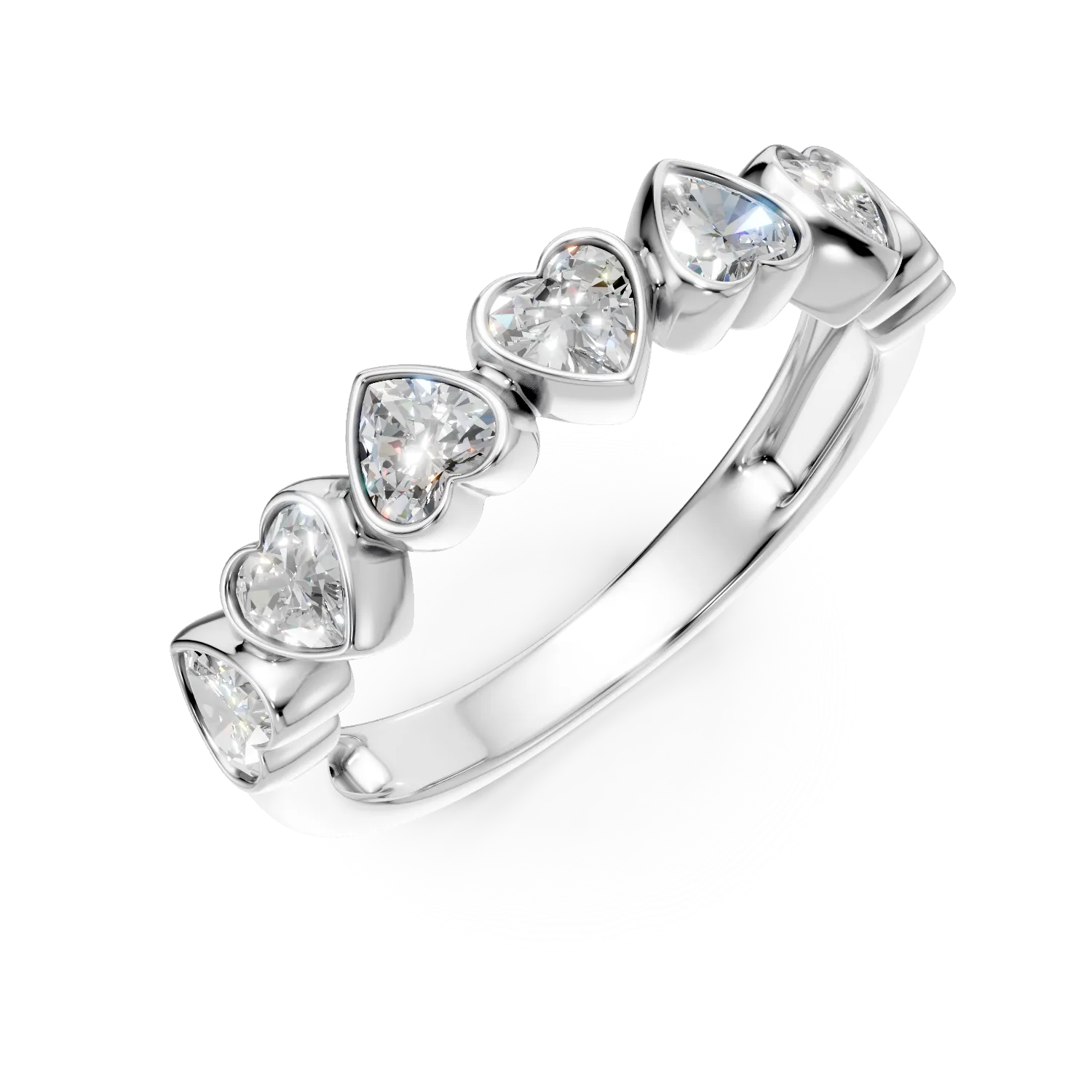 Inel semi eternity din aur alb cu diamante de 1ct create in laborator