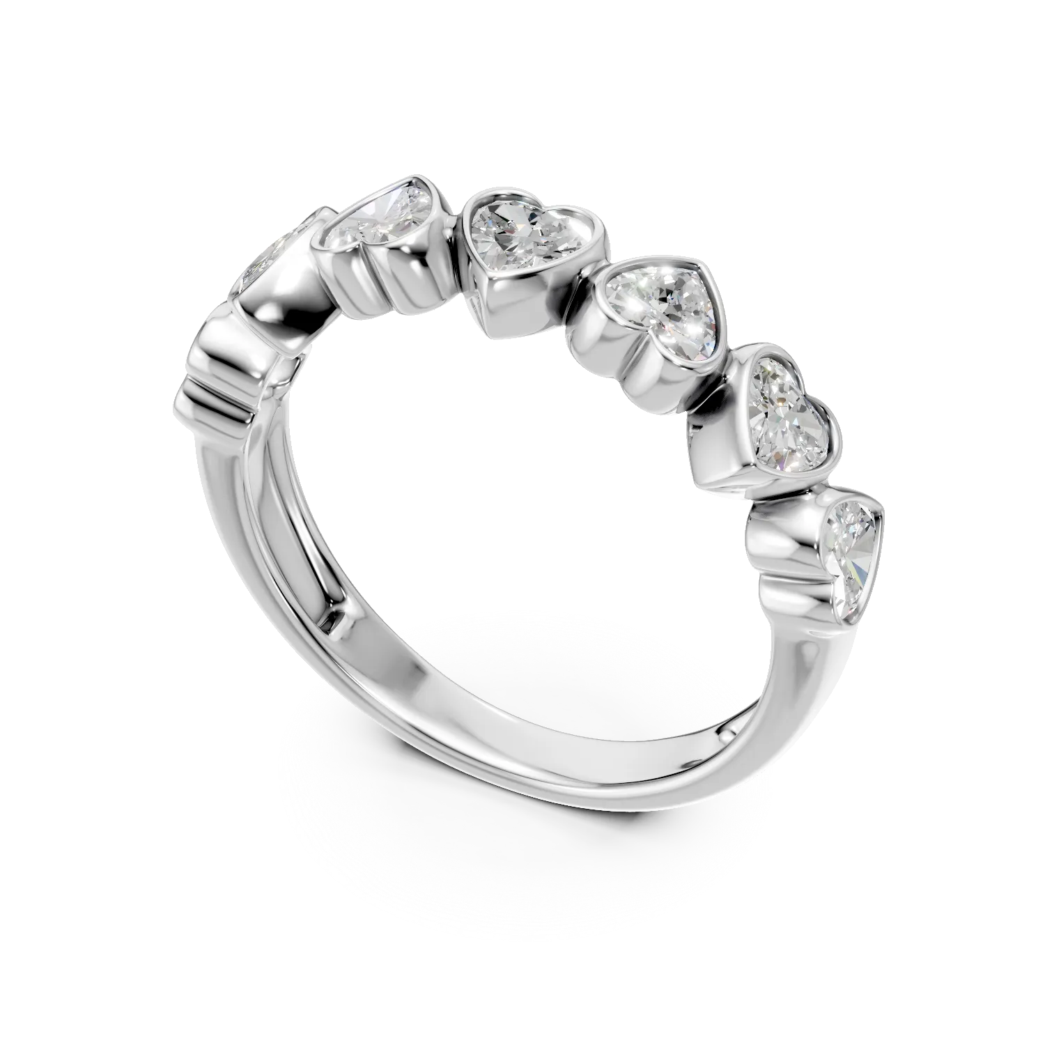 Inel semi eternity din aur alb cu diamante de 1ct create in laborator