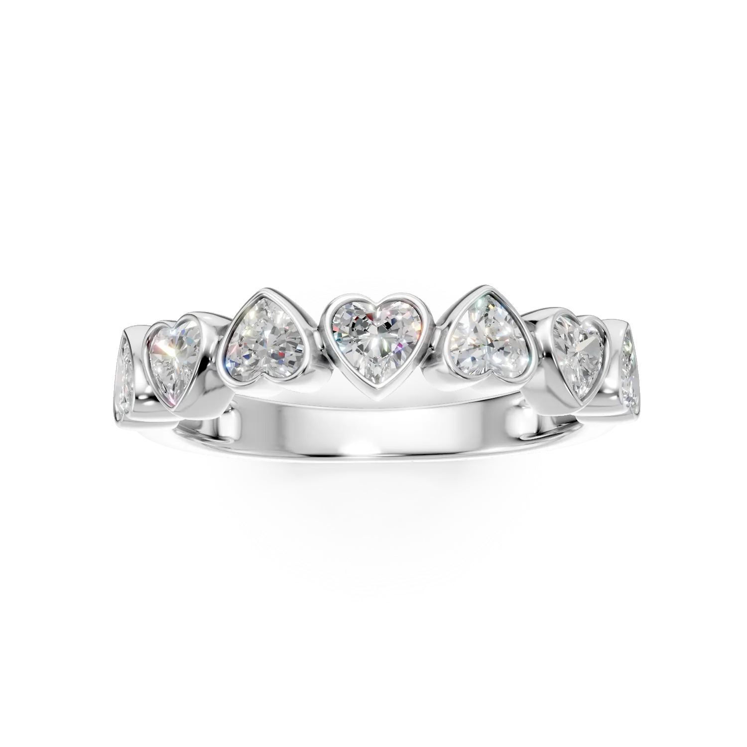 Inel semi eternity din aur alb cu diamante de 1ct create in laborator