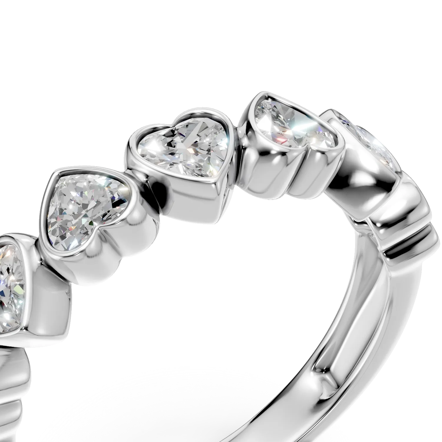Inel semi eternity din aur alb cu diamante de 1ct create in laborator