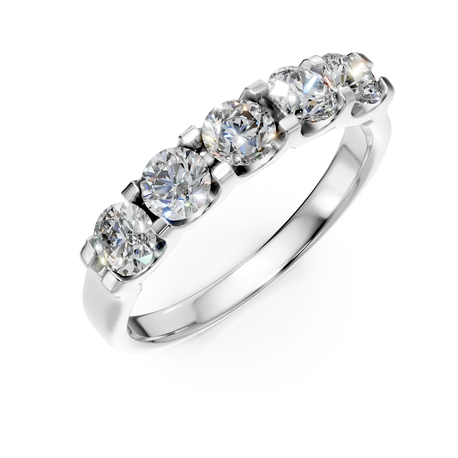 Inel semi eternity din aur alb cu diamante de 1ct create in laborator