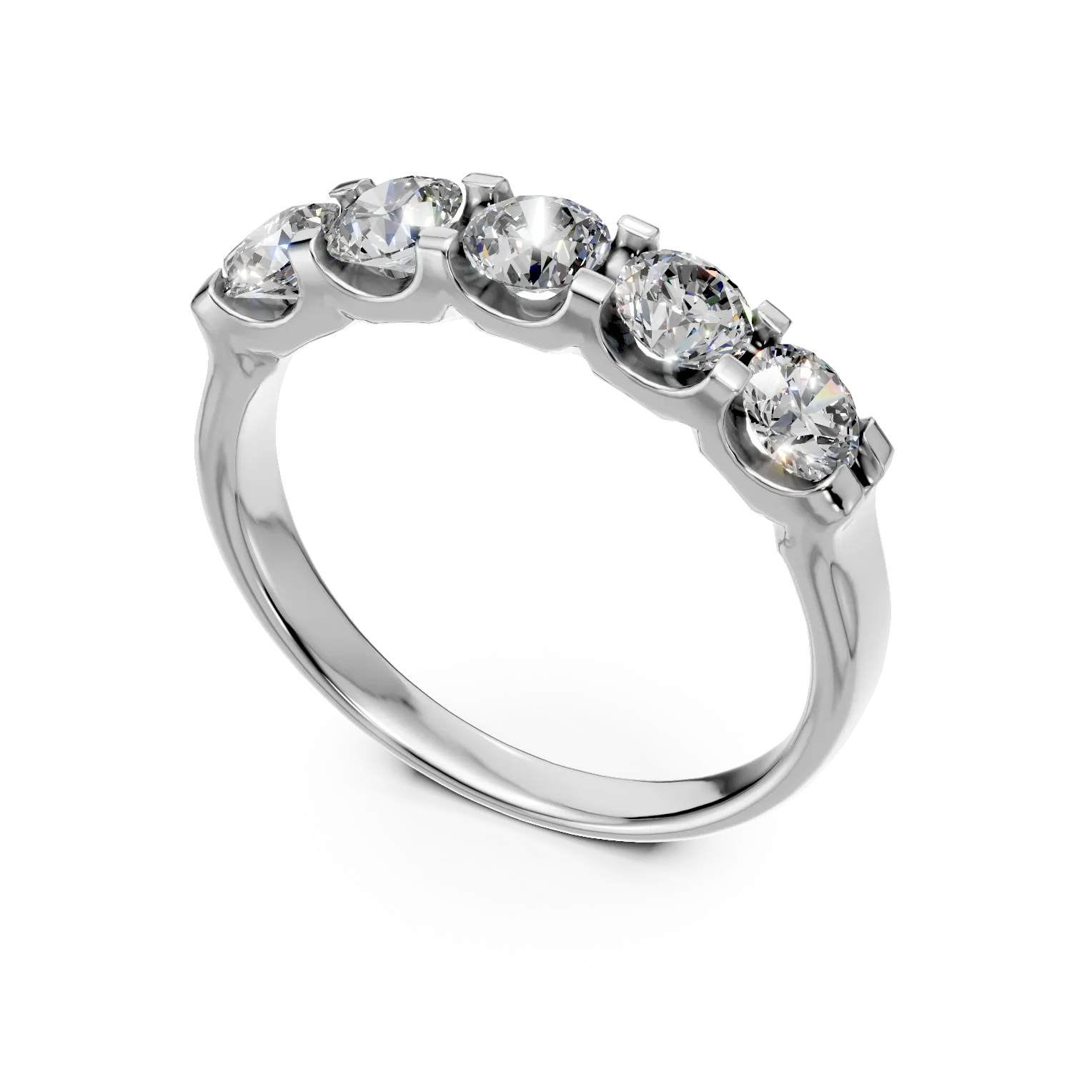 Inel semi eternity din aur alb cu diamante de 1ct create in laborator
