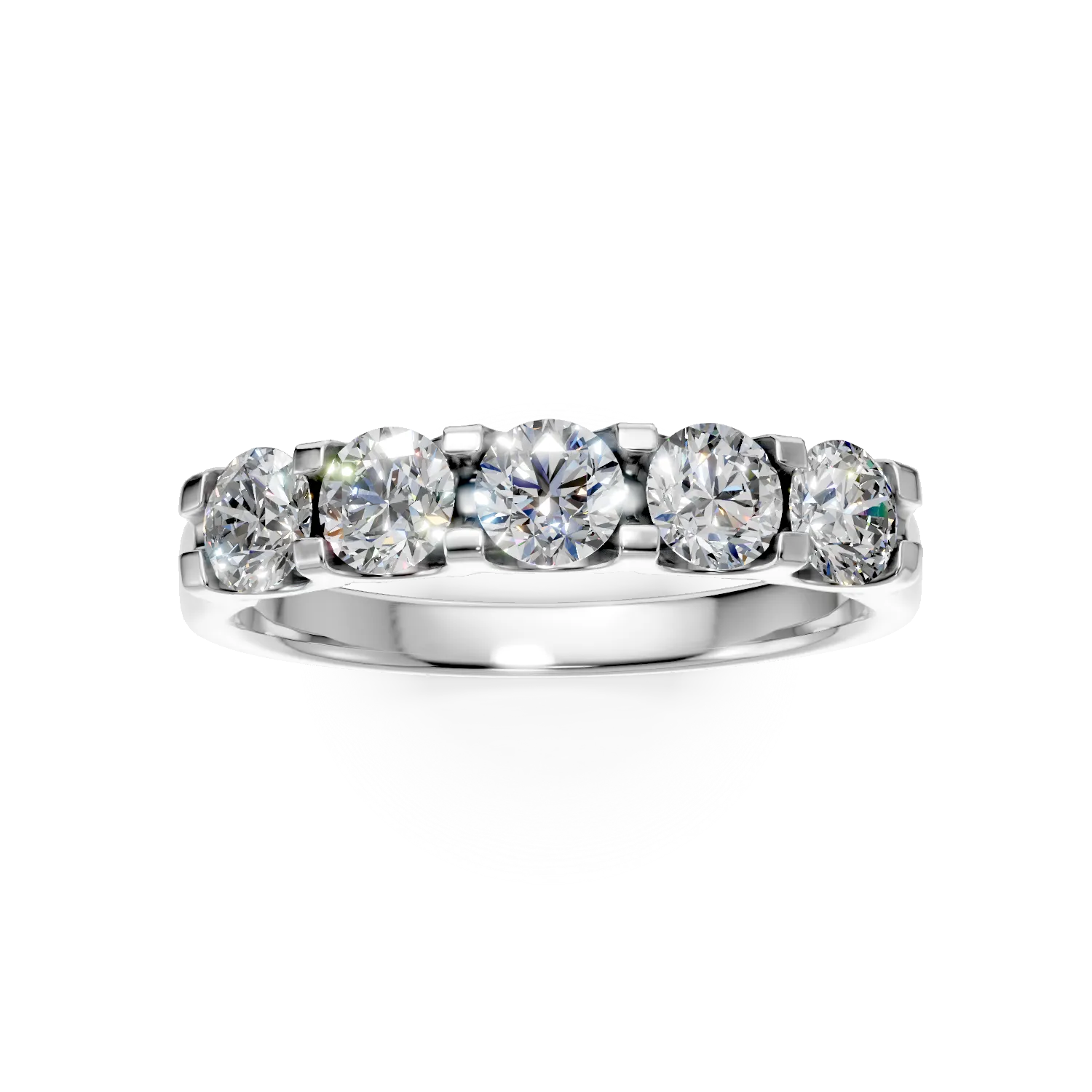 Inel semi eternity din aur alb cu diamante de 1ct create in laborator