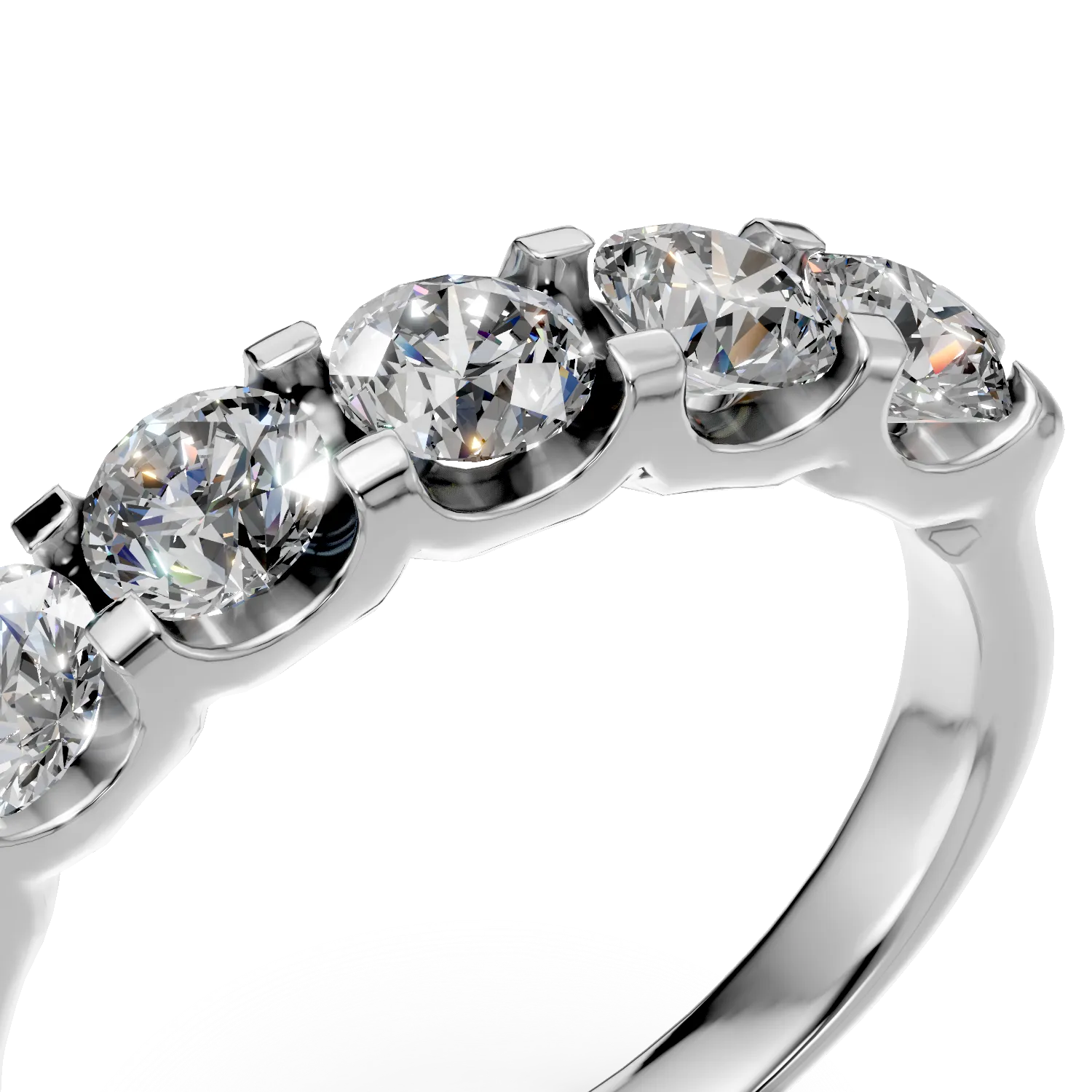 Inel semi eternity din aur alb cu diamante de 1ct create in laborator