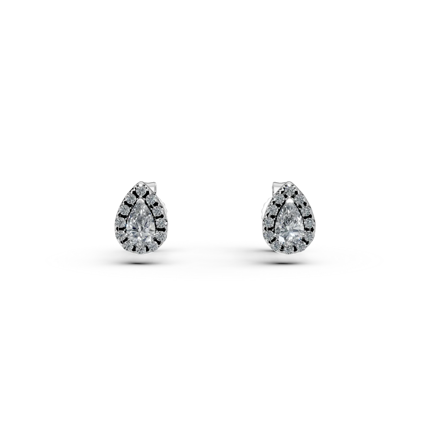 Cercei lacrima din aur alb cu diamante de 0.4ct create in laborator