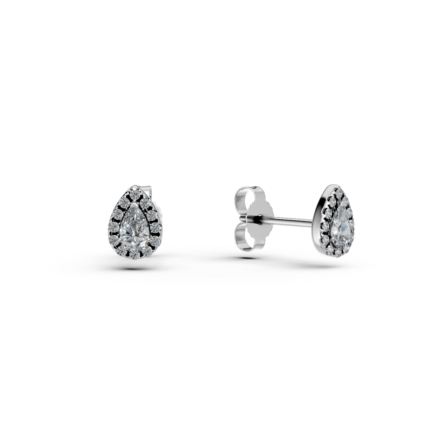 Cercei lacrima din aur alb cu diamante de 0.4ct create in laborator