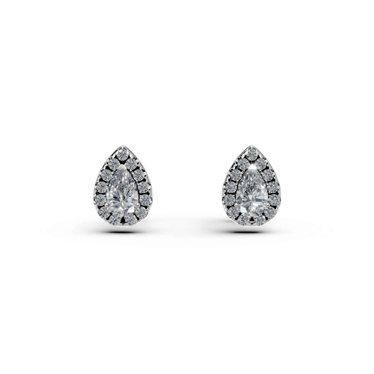 Cercei lacrima din aur alb cu diamante de 0.7ct create in laborator