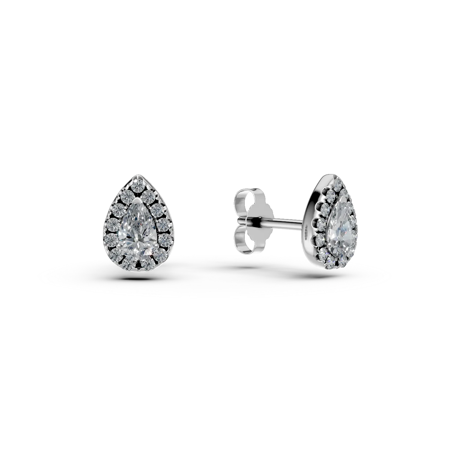 Cercei lacrima din aur alb cu diamante de 0.7ct create in laborator