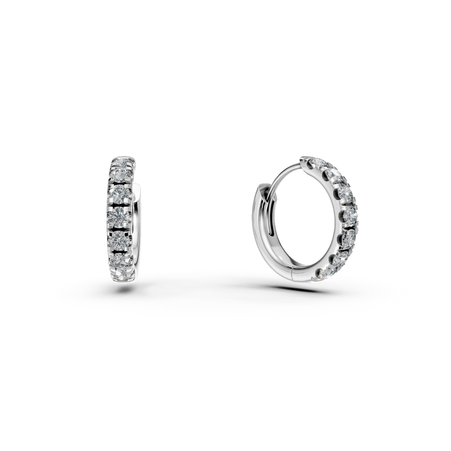 Cercei creole din aur alb cu diamante de 0.2ct create in laborator