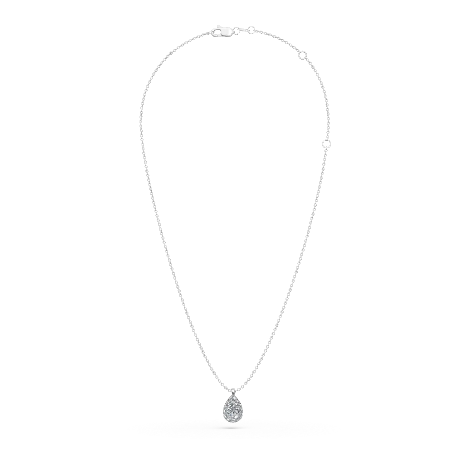 Lant cu pandantiv lacrima din aur alb cu diamante de 0.4ct create in laborator
