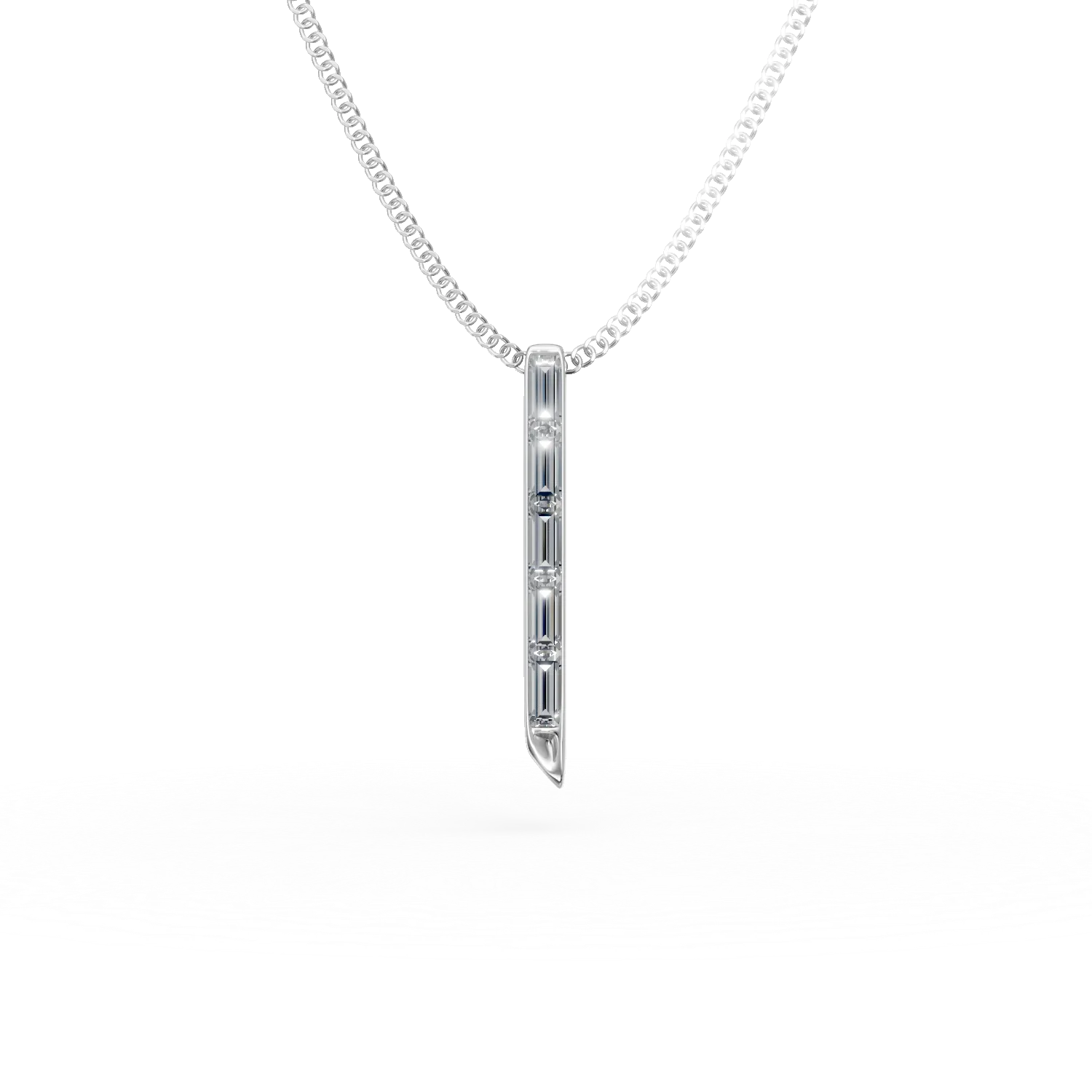 Lant cu pandantiv geometric din aur alb cu diamante de 0.4ct create in laborator