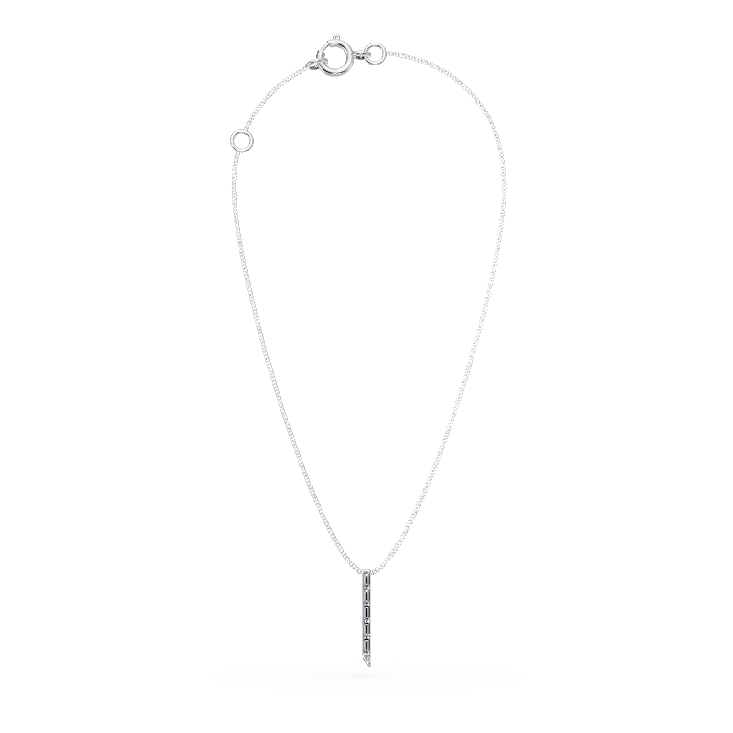 Lant cu pandantiv geometric din aur alb cu diamante de 0.4ct create in laborator