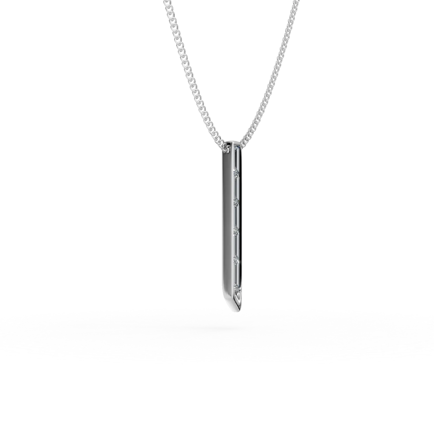 Lant cu pandantiv geometric din aur alb cu diamante de 0.4ct create in laborator