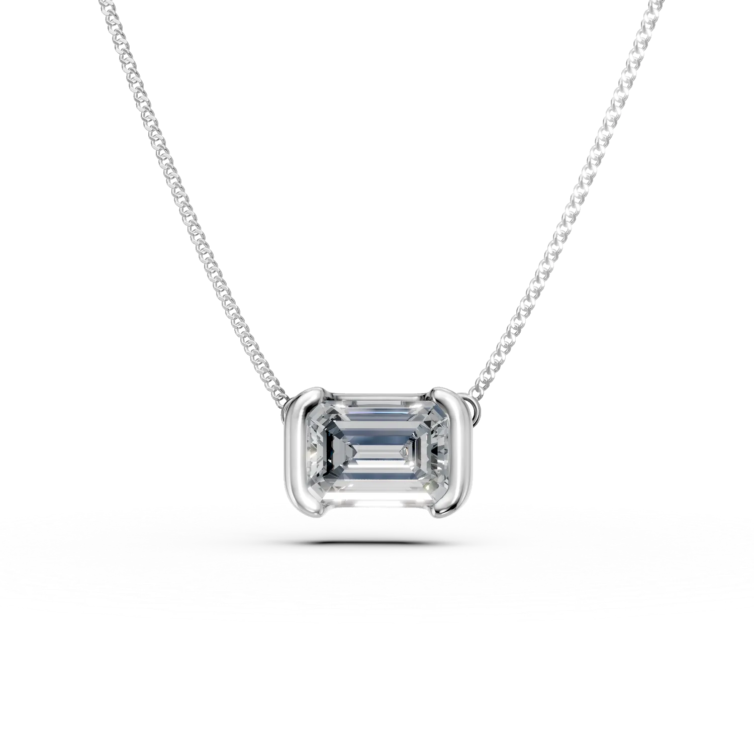 Lant cu pandantiv din aur alb cu diamant de 1ct creat in laborator