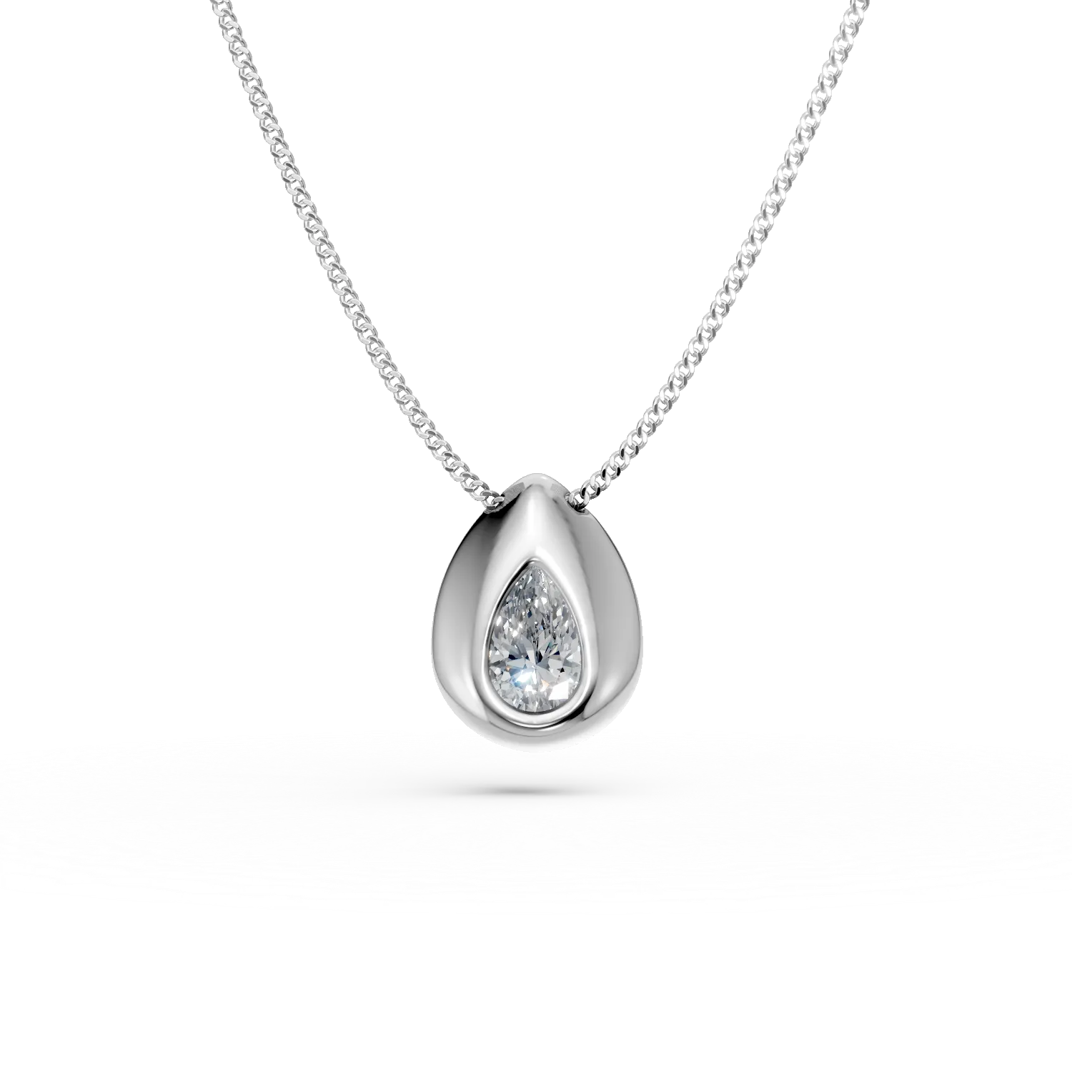Lant cu pandantiv lacrima din aur alb cu diamant de 0.3ct creat in laborator - imagine 6