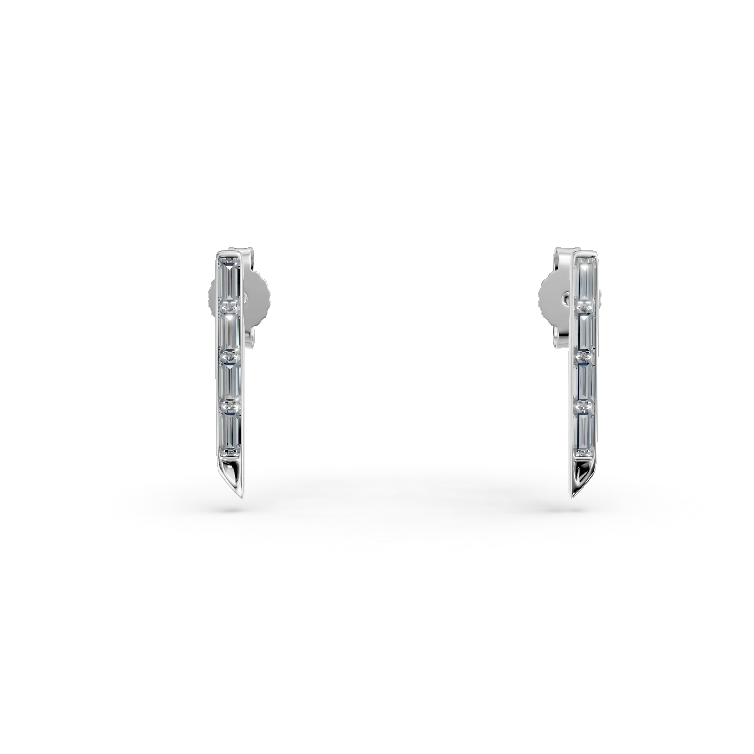 Cercei geometrici din aur alb cu diamante de 0.5ct create in laborator