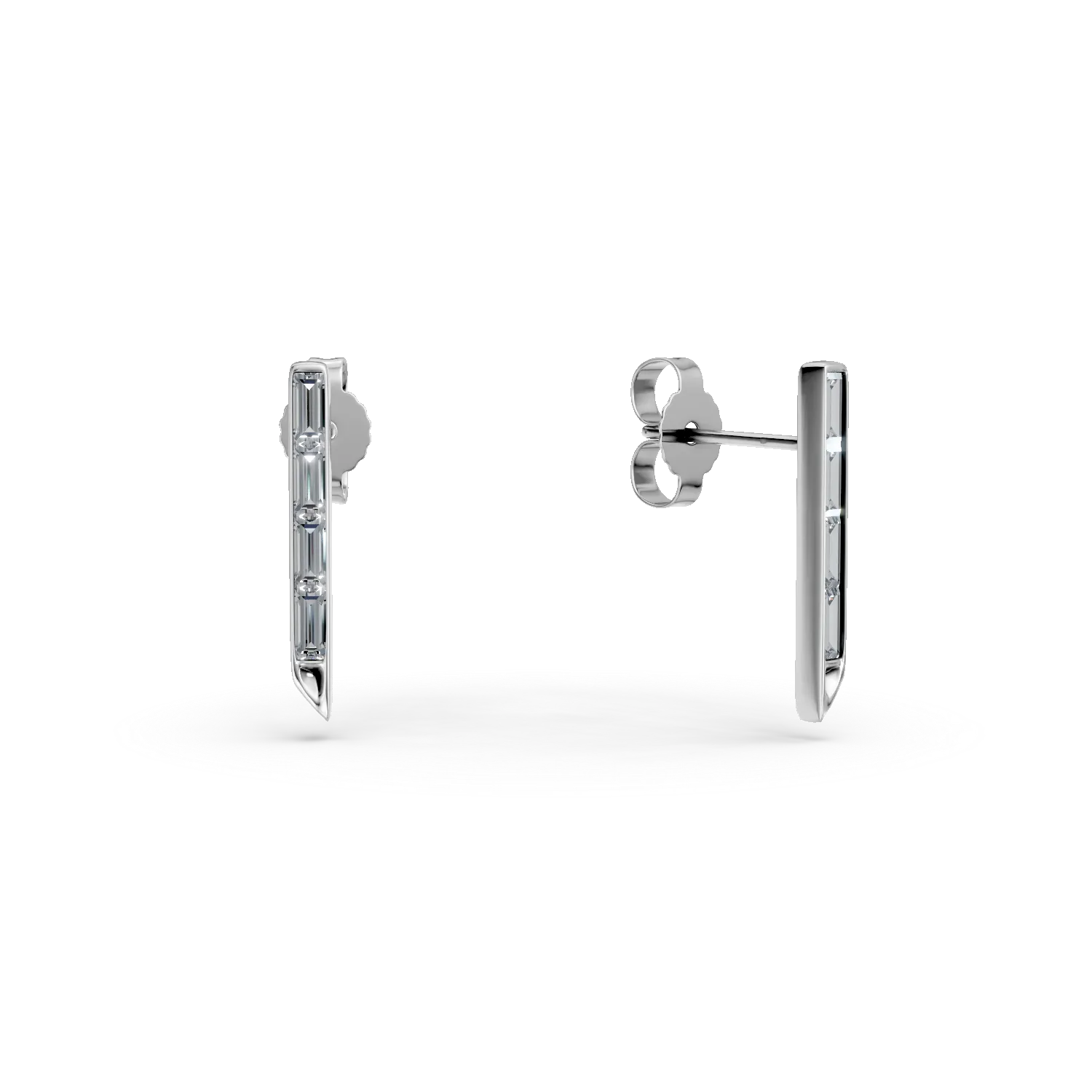 Cercei geometrici din aur alb cu diamante de 0.5ct create in laborator