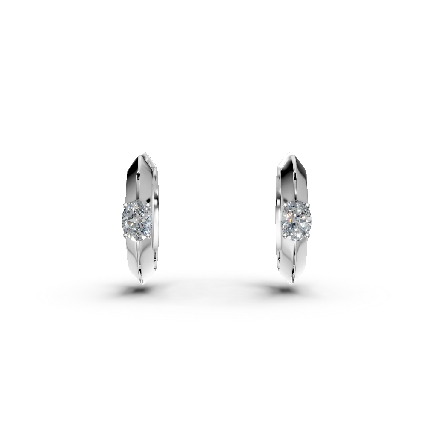 Cercei creole din aur alb cu diamante de 0.5ct create in laborator