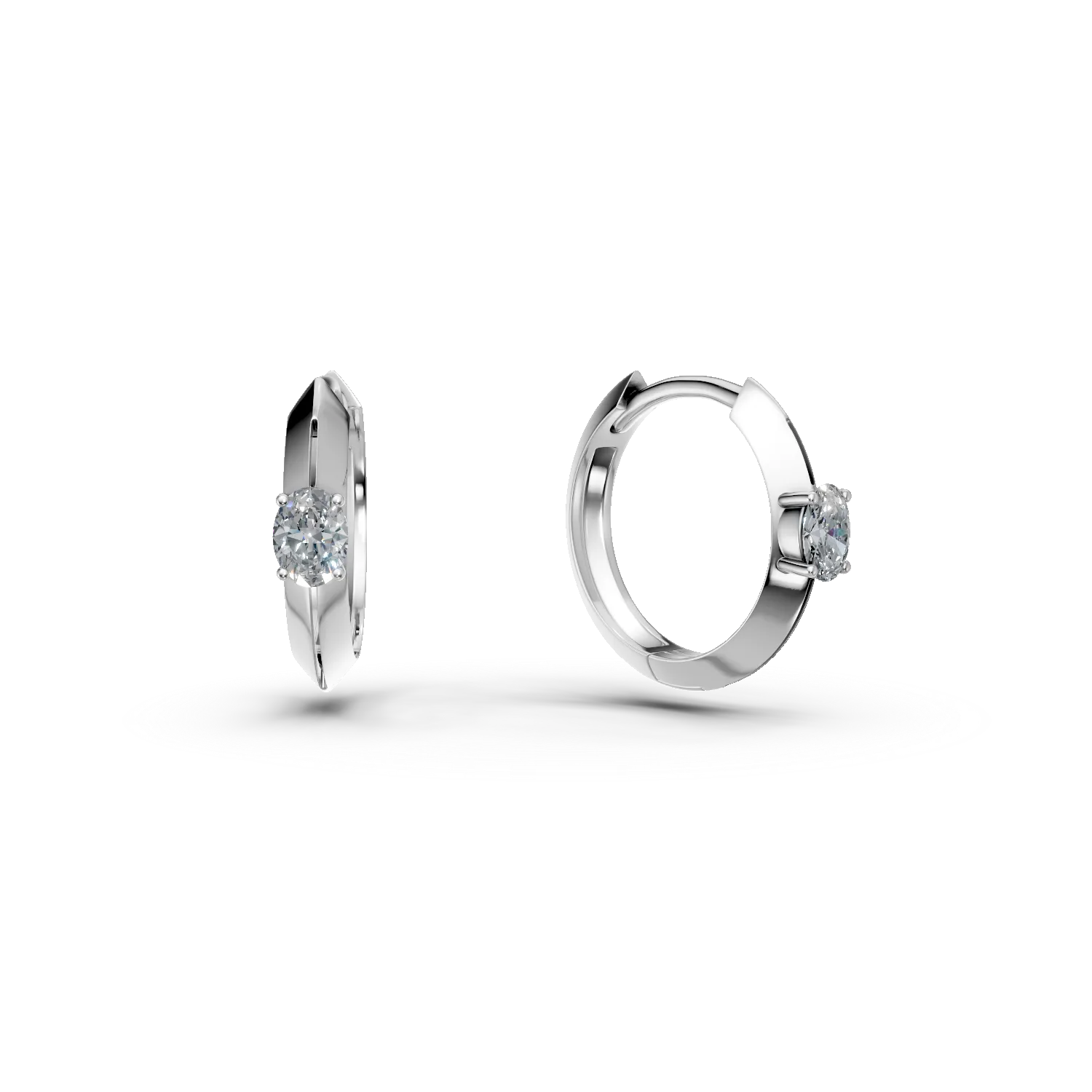 Cercei creole din aur alb cu diamante de 0.5ct create in laborator