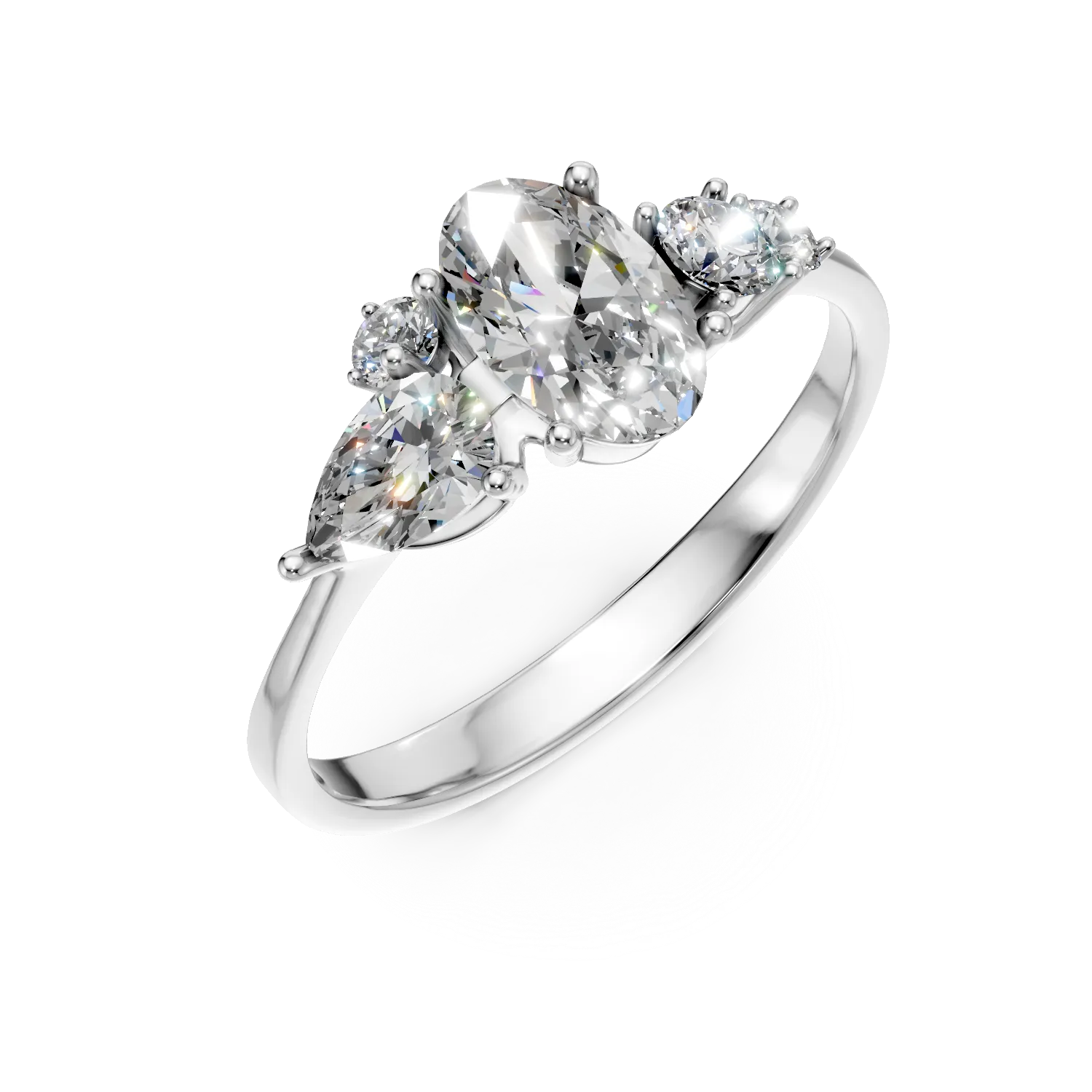 Inel din aur alb cu diamante de 1.3ct create in laborator