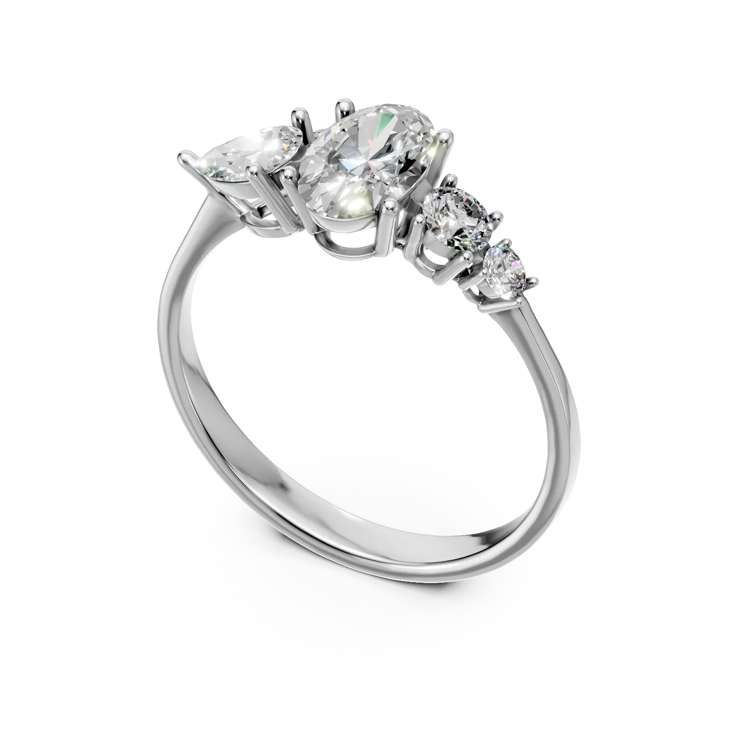 Inel din aur alb cu diamante de 1.3ct create in laborator