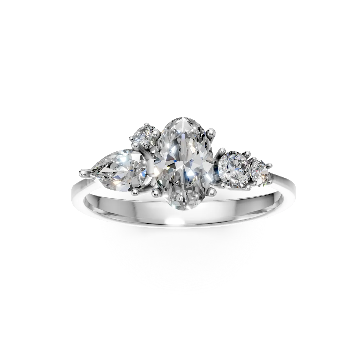 Inel din aur alb cu diamante de 1.3ct create in laborator