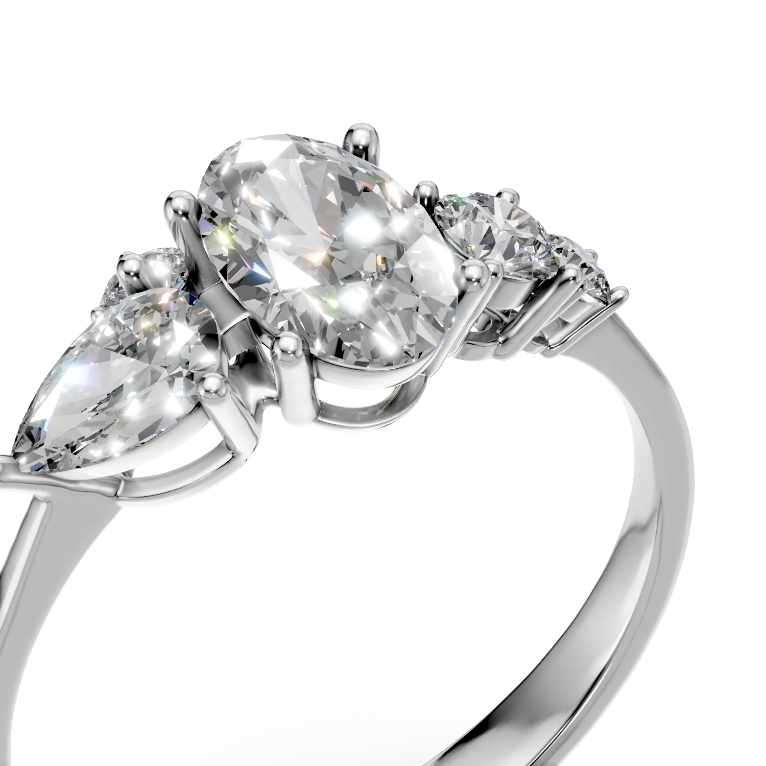 Inel din aur alb cu diamante de 1.3ct create in laborator