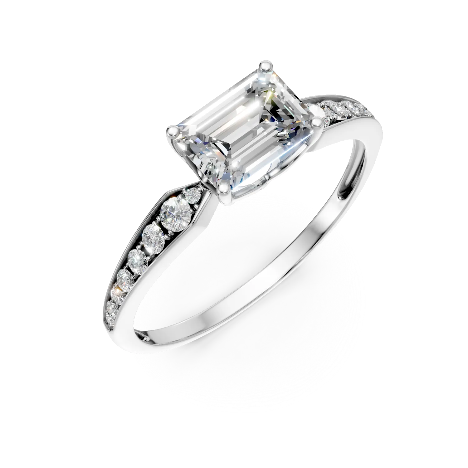 Inel din aur alb cu diamante de 1.2ct create in laborator