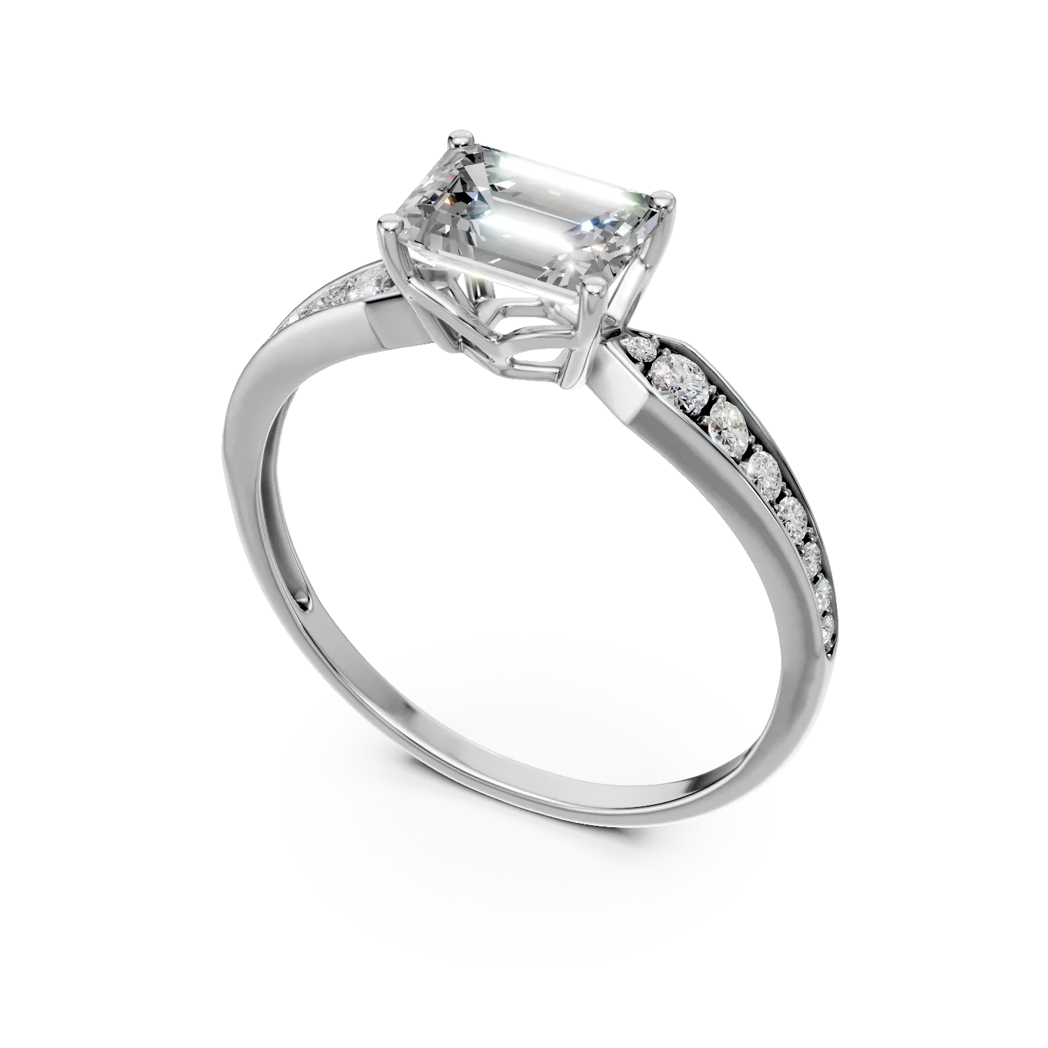 Inel din aur alb cu diamante de 1.2ct create in laborator