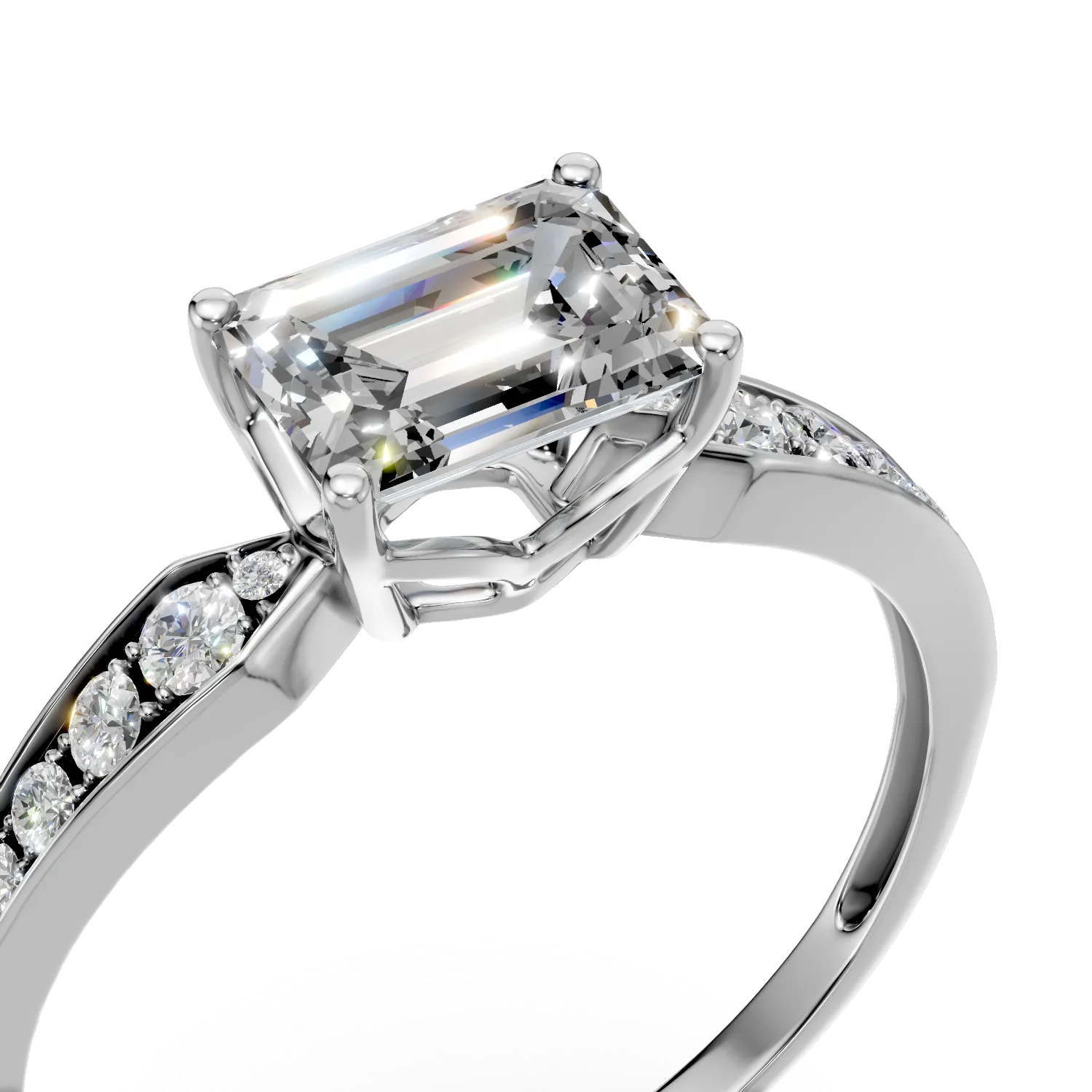 Inel din aur alb cu diamante de 1.2ct create in laborator