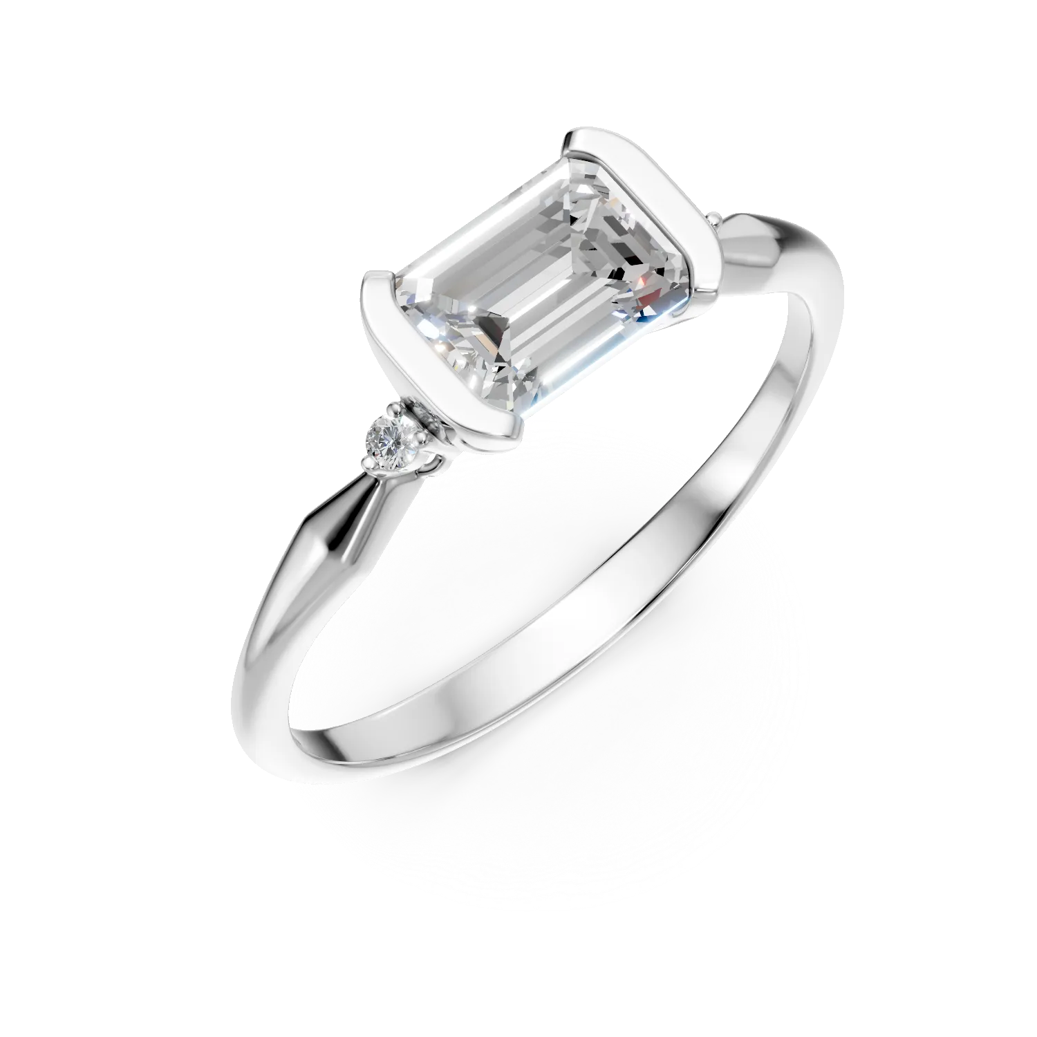 Inel din aur alb cu diamante de 1.1ct create in laborator