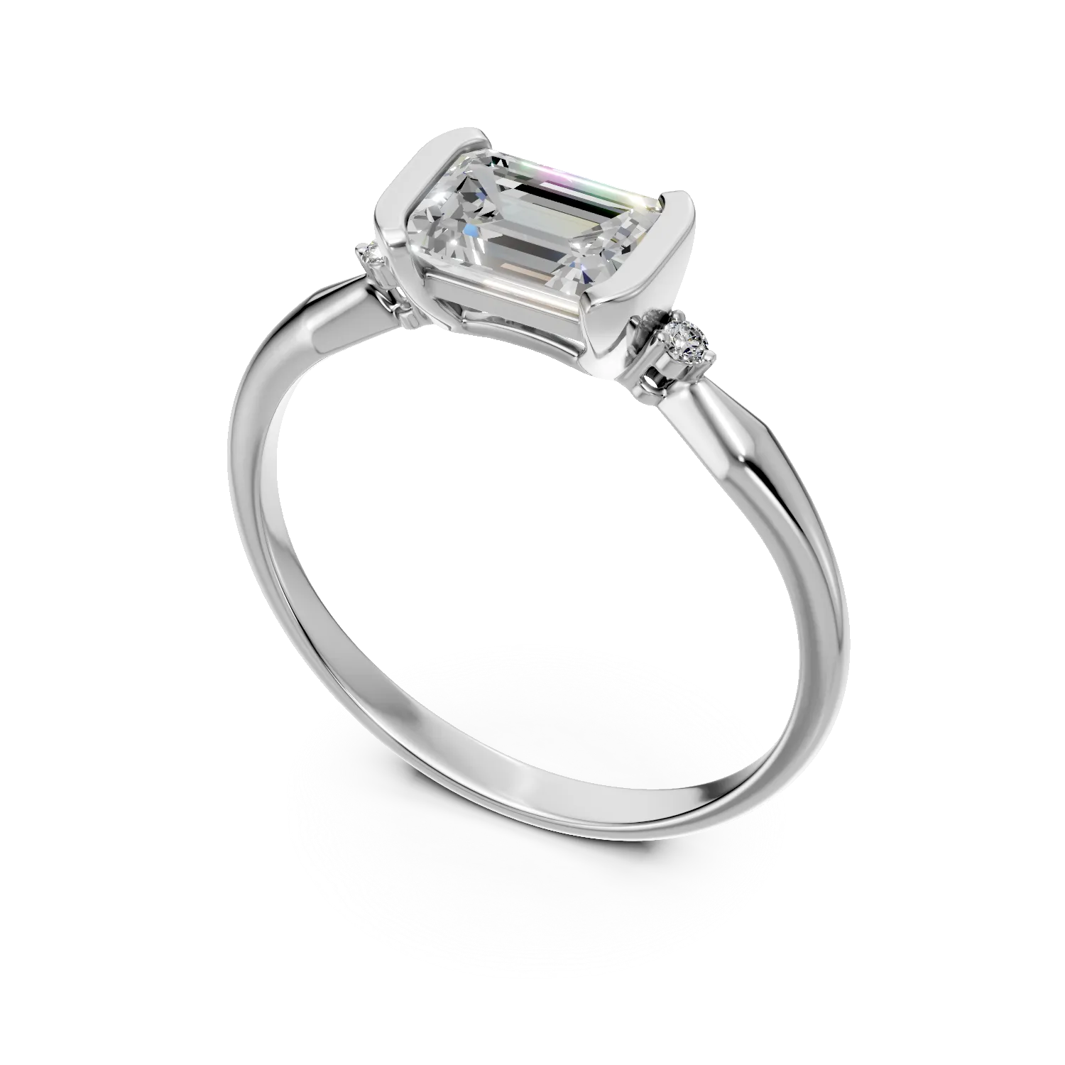 Inel din aur alb cu diamante de 1.1ct create in laborator