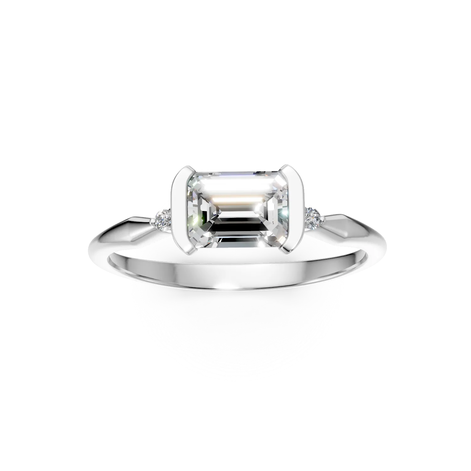 Inel din aur alb cu diamante de 1.1ct create in laborator