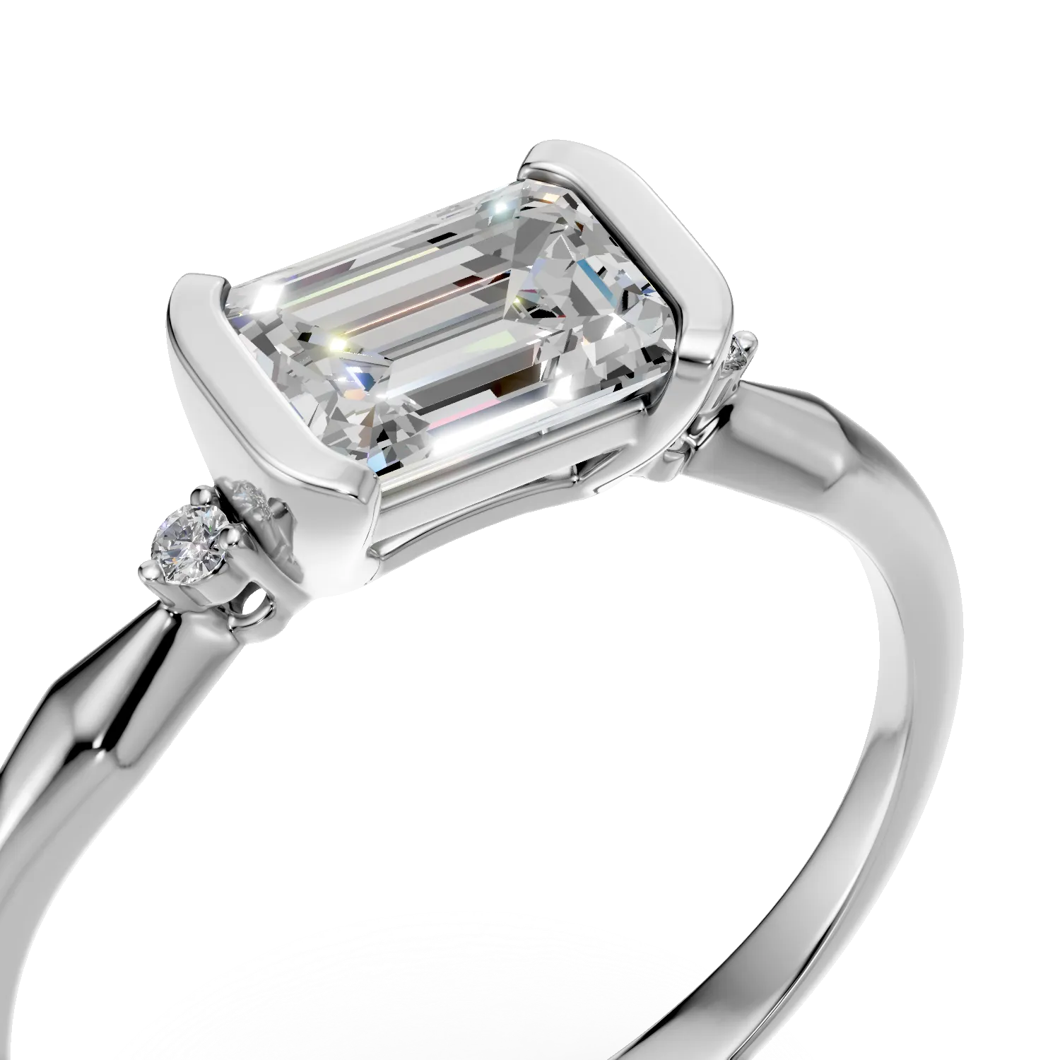 Inel din aur alb cu diamante de 1.1ct create in laborator
